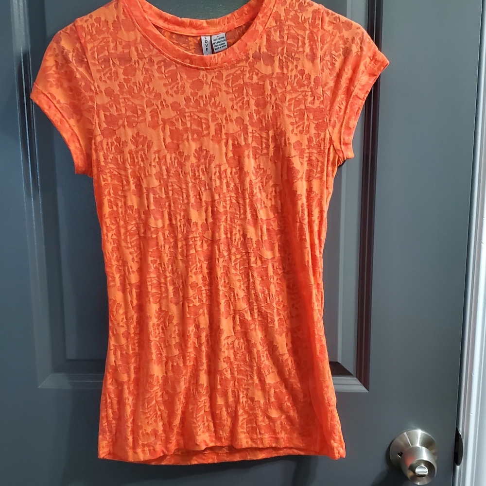 Cute Orange Sheer Blouse